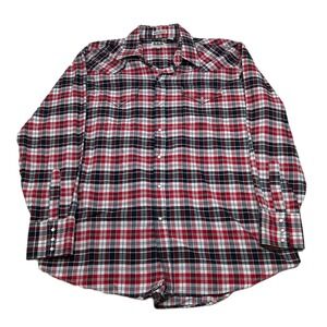 Ely Cattleman Western Shirt Mens XL Red Plaid Wrinkle Resistant Long Sleeve‎